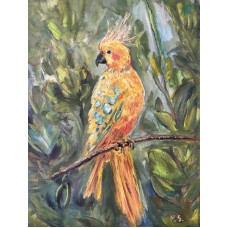 Yellow parrot - original painting oil on canvas 30*40 cm